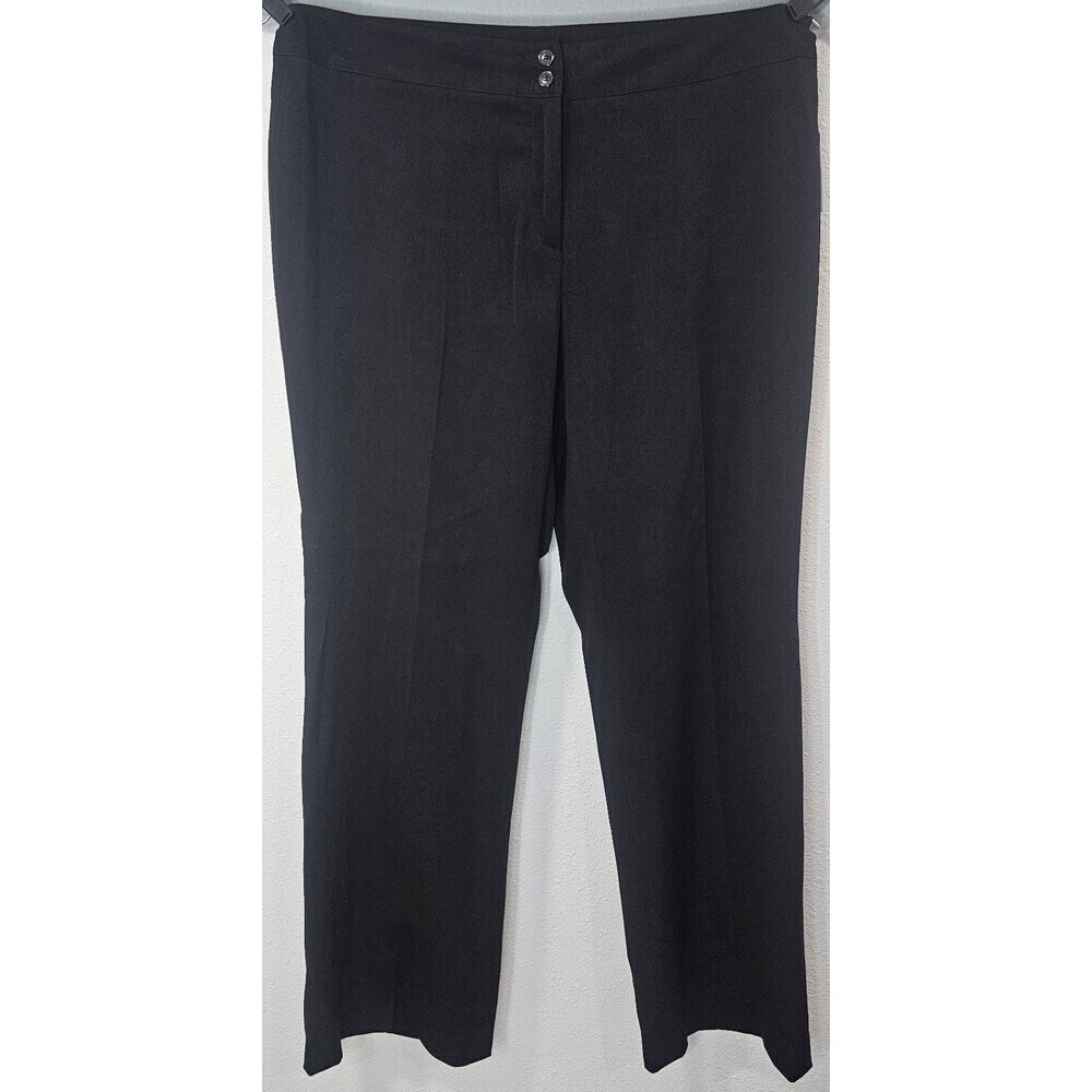 Atelier Luxe 16W Womens Black Straight Leg Dress Pants Slacks Trousers Stretch